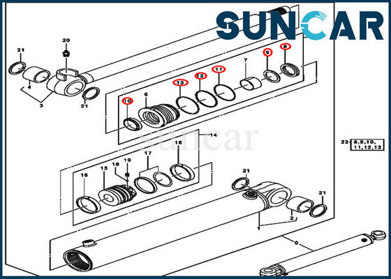 0843808 Excavator Boom Swing Service Kit Hydraulic Cylinder Seal Kit For John Deere 50C