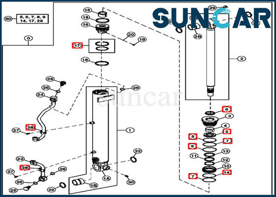 4634038 Replacement Boom Cylinder Seal Repair Kit John Deere Wear Resistance Kits