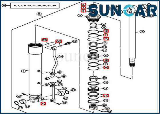 4464984 Boom Seal Repair Kit Cylinder Service Kit Fits 75C 80C John Deere Components