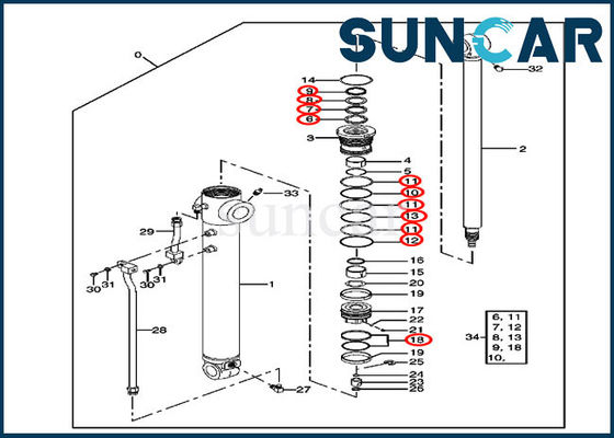 Arm Sealing Kit 4415584 Cylinder Replacement Oil Seal Kit For Excavator 80 80C John Deere