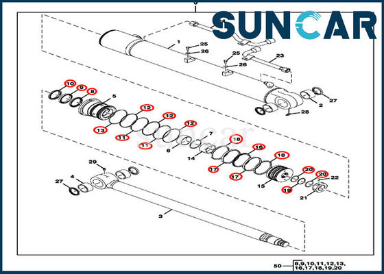 ISO9001 FYD00000076 Hydraulic Boom Seal Kit 85D JOHN DEERE Cylinder Seal Repair Kit