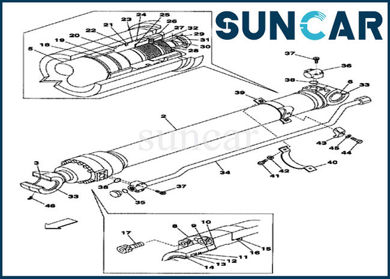 Crawler Excavator Seal Kits LZ00452 Arm Cylinder Replacement Kit Fits CASE CX160