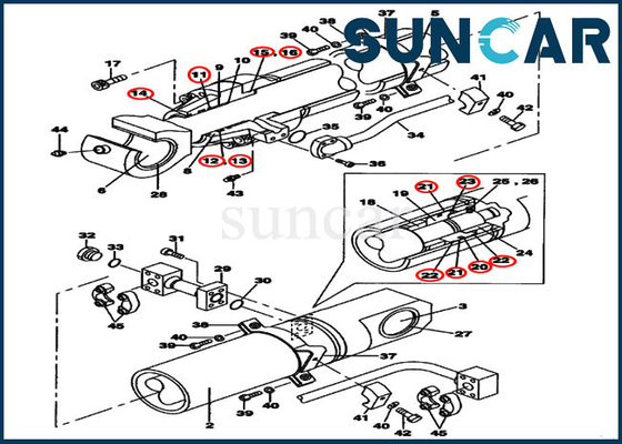 LZ007720 CASE Repair Seal Kit Model CX800B Bucket Cylinder Rebuild Kit