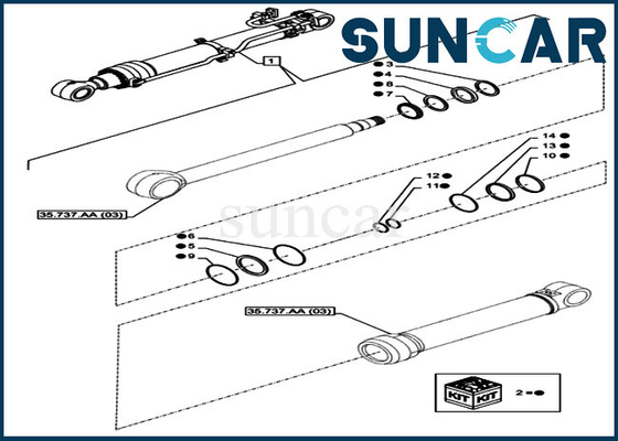 CX350D LC CASE LZ012100 Arm Repair Seal Kit Hydraulic Cylinder Repair Kits