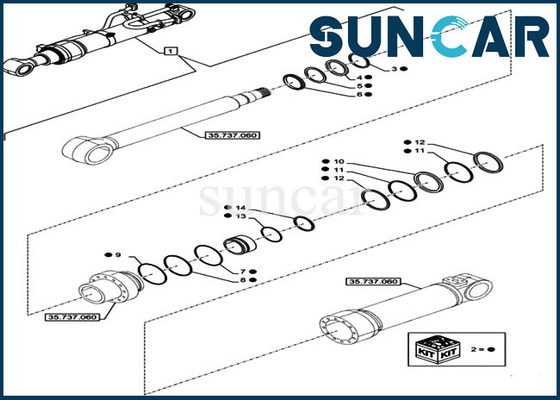 LZ014960 Arm Seal Repair Kit Cylinder Service Kit Fits Excavator CX750DRTC CASE