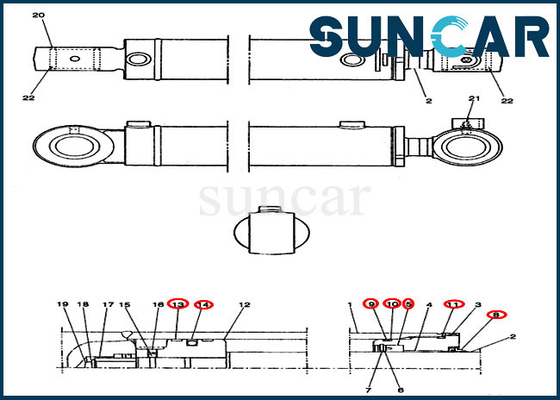 PE01V00005R100 Swing Cylinder Replacement Seal Kit Fits Excavator CX14 Case Construction