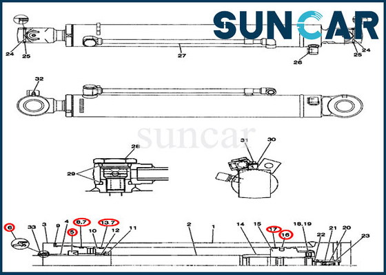 CX36B CX31B CASE PX01V00045R300 Swing Seal Repair Kit Boom Cylinder Replacement Kit