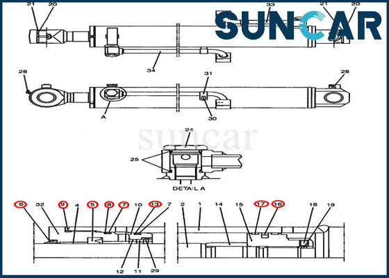 PY01V00030R300 Repair Seal Kit Case Parts CX47 Hydraulic Boom Cylinder Service Kit