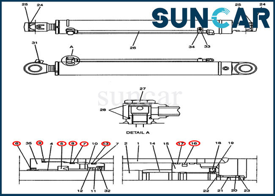 PH01V00014R300 Swing Cylinder Repair Seal Kit Fits CX47 Case Excavator Engineering Construction