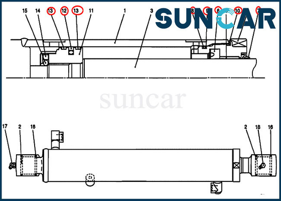 Cylinder Sealing Kit PV01V00045R300 Arm Seal Kit Fits CX27B CX17B Case Construction Parts