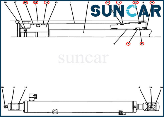 PU01V00035R300 Hydraulic Bucket Cylinder Repair Seal Kit Excavator CX17B Case Replacement Kits