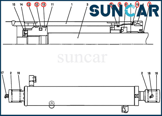 PV01V00045R300 Bucket/ Dozer Blade Seal Kit For Case CX27B CX17B Cylinder Service Kit