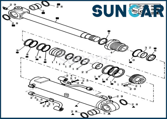 CX27B Mini Crawler Excavator 72280471 Boom/ Arm Cylinder Replacement Kit Hydraulic Oil Seal Kit
