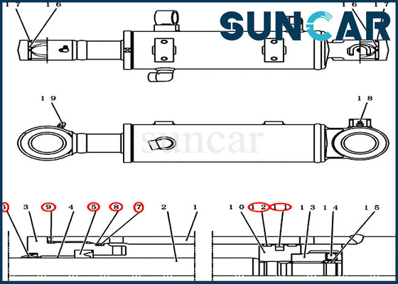 PY01V00036R300 Dozer Cylinder Repair Seal Kit For Crawler Excavator CX50B CX55BMSR CX55B CASE
