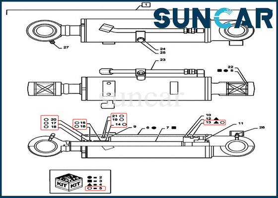 Wear Resistance PS01V00005R400 Dozer Cylinder Piston Rod Seal Kit For Case CX55B Crawler Excavator