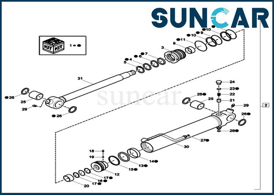 XKCC-00528 XKCC00528 Dipper Cylinder Seal Kit Fits Mini Crawler Excavator CASE CX18C