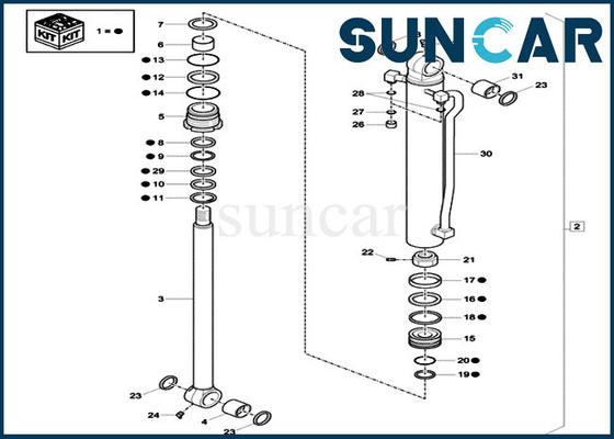 Bucket Seal Kit XKCD-03080 CASE CX57C XKCD03080 Hydraulic Cylinder Repair Oil Seal Kit