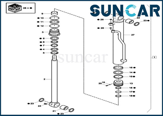 Bucket Repair Kits XKCC-00987 XKCC00987 Hydraulic Cylinder Seal Kit Fits Model CX60C Case Construction