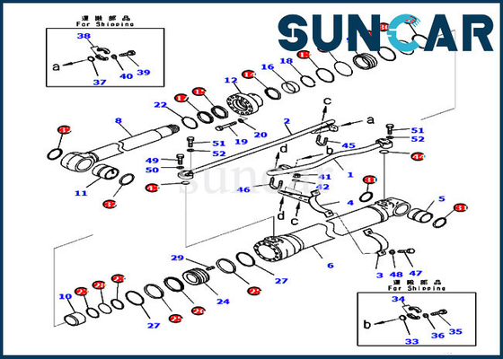 Seal Kit Service Kit 721-98-00660 Boom Hydraulic Cylinder For Komatsu PC200LC-8M0 PC210-10M0