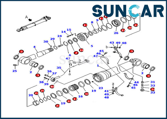 Arm Seal Kit Service Kit 707-99-50500 For Komatsu Excavator PC200-8 PC210LC-8K Hydraulic Cylinder