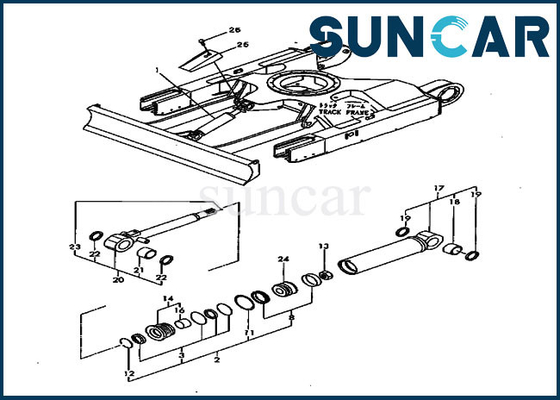 PC20FR-2 Komatsu YM172168-72010 Blade Seal Kit Hydraulic Cylinder Fits Excavator Inner Part And Cover