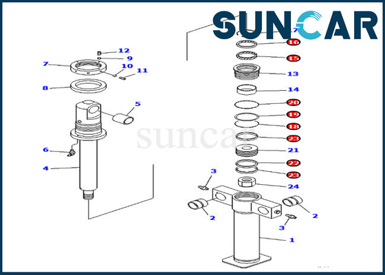 PC200SC-6 Komatsu Inner Parts 707-98-47700 Clamshell Bucket Cylinder Sealing Kit Service Kits