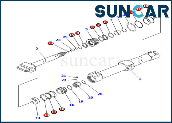 Seal Kit KB3011A-00222 Slide Cylinder Repair Kit For Komatsu PC200SC-7-M1 PC200SC-6 Telesco Arm