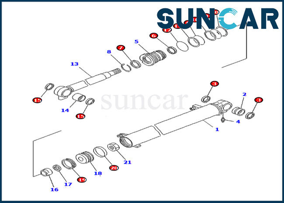 Komatsu Inner Parts 707-98-14760 Boom Seal Kit Models PC20MR-1 PC20MRX-1 Cylinder Repair Kit