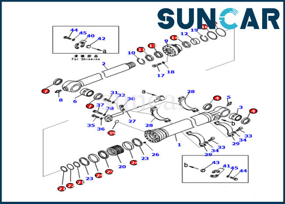 PC210LC-11 PC228US-11 Models Komatsu 721-99-47131 Arm Cylinder Seal Repair Kit Excavator Oil Seal Kits