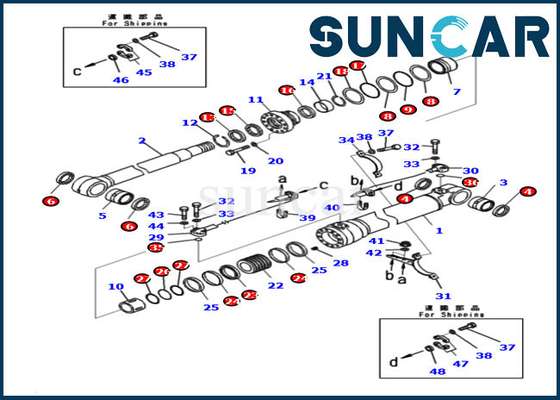 PC210LC-11 HB215LC-3 721-98-00860 Komatsu Boom Cylinder Service Kit Excavator Seal Kit