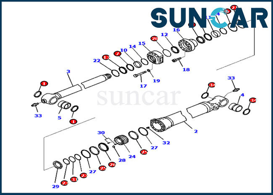 Komatsu Seal Kit 721-98-00180 Bucket Cylinder Sealing Kit Fits PC210LCI-10 PC210LCI-11 Excavator