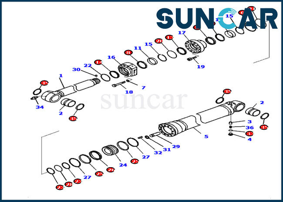 PC210LCI-11 D375AI-8E0 721-98-02330 Komatsu Arm Cylinder Seal Kit Hydraulic Service Kit Parts