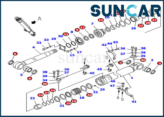 707-98-47841 7079847841 Boom Seal Kit Hydraulic Cylinder Fits Komatsu PC220-7 Replacement Parts