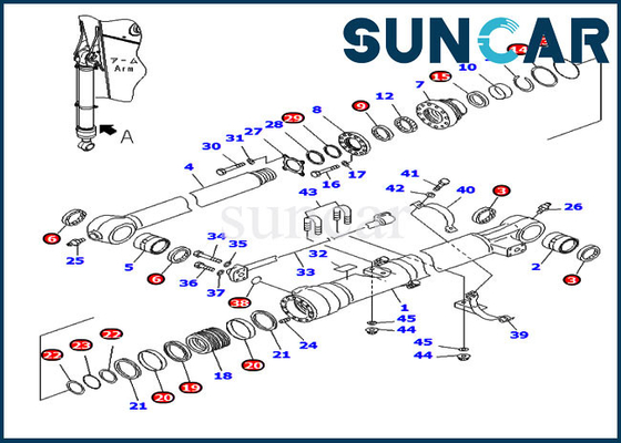 707-99-47851 PC220-7 PC220LC-7 Komatsu Bucket Cylinder Service Kit OEM Replacement Seal Kit
