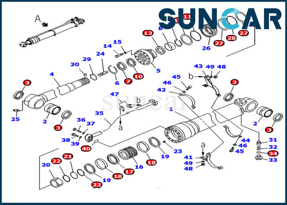 Komatsu Arm Cylinder Seal Kit 707-98-58240 7079858240 For PC220LC-8 PC240LC-8K Excavator Sealing Parts