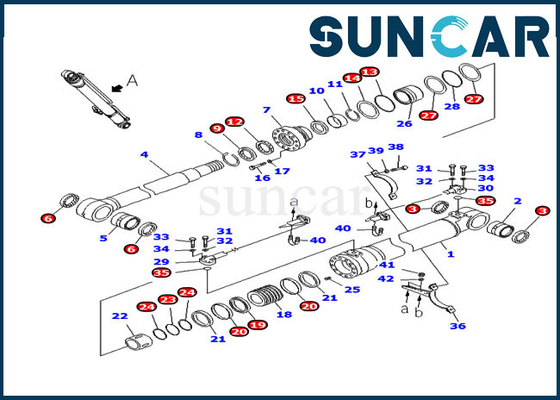 PC220-8 PC220LC-8 Komatsu Service Kit 707-98-47730 Hydraulic Boom Cylinder Oil Seal Repair Kits