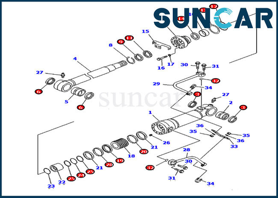 Komatsu 707-99-58390 Blade Cylinder Sealing Kit Fits PC228US-3 PC228USLC-3 Overseas Version Excavator