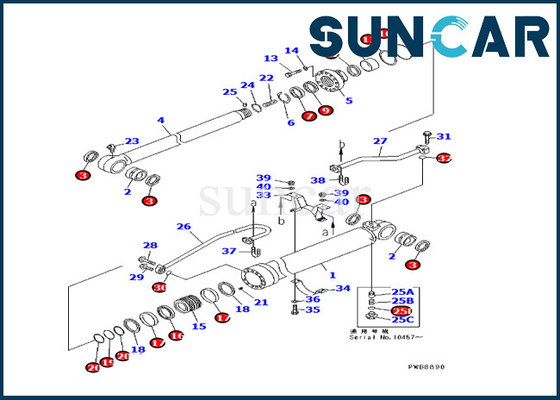 Excavator Arm Seal Kit 707-99-57260 PC228UU-1 Komatsu Repair Kit Hydraulic Cylinder