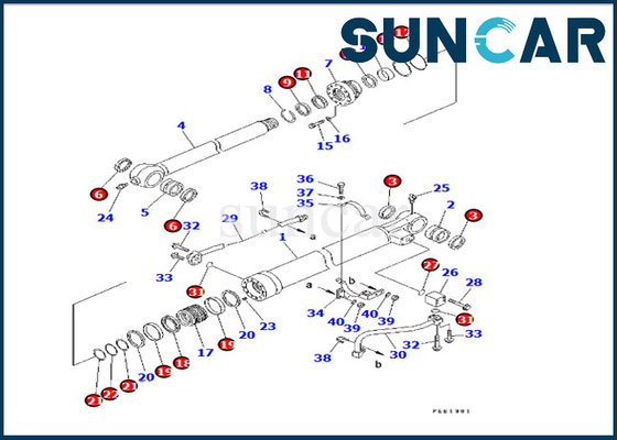 707-98-14580 Boom Cylinder Replacement Seal Kit Komatsu Fits PC22MR-3 PC26MR-3 PC20MR-3