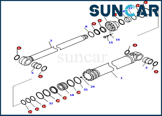 Komatsu 721-98-02320 Boom Cylinder Replacement Service Kit For PC228USLC-11 PC228USLC-11