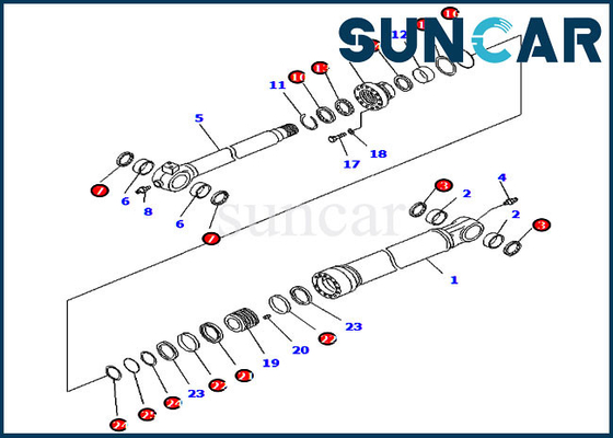 Komatsu Inner Parts 707-99-59040 Bucket Cylinder Seal Kit For PC290LC/NLC-8 High Reach Arm