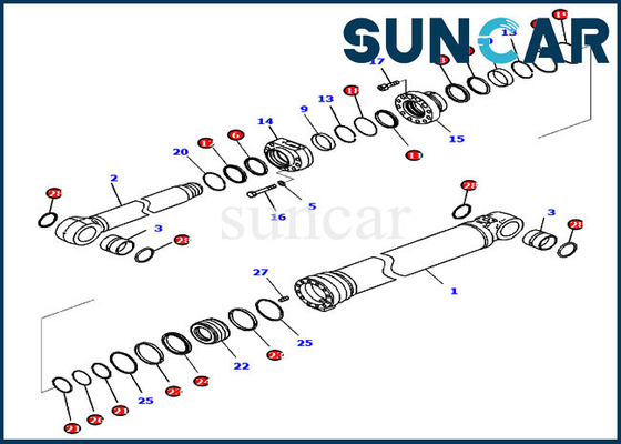 Boom Seal Kit 7219804320 721-98-04320 Cylinder Service Kit Fits Komatsu PC290LCI-11 Model Equipment