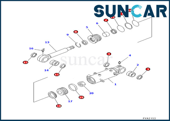 Komatsu 707-98-24570 7079824570 Blade Cylinder Sealing Kit Fits PC25-1 PC25R-1 PC30-7