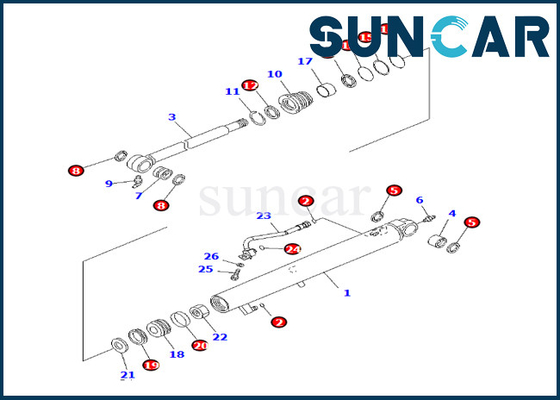 Bucket Cylinder Seal Kit 707-98-13990 7079813990 Komatsu Fits PC27MR-3 PC27MR-2  PC26MR-3