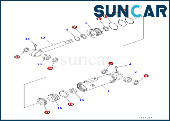 Komatsu Blade Cylinder Sealing Kit 707-98-22180 7079822180 Fits F4EC-1 F5EC-1 F6EC-1