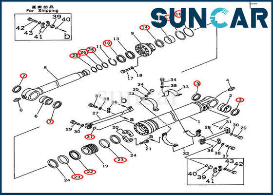 707-99-58110 Bucket Cylinder Seal Kit Fits Models PC300LC-5 PC350-6 Komatsu Service Kit