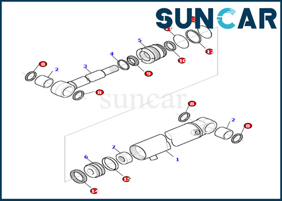 Boom Swing Cylinder Seal Kit Komatsu 878000521 For PC27R-8 Boom Swing Cylinder Sealing Kit Oil And Wear Resistance