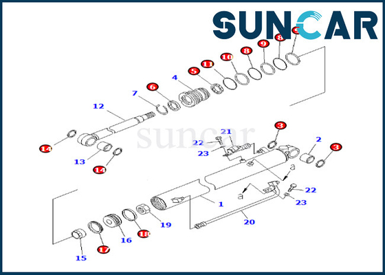 Komatsu 707-98-24170 7079824170 Boom Cylinder Seal Repair Kit Fits BR200T-1 BR200T-1 BR200T-1A