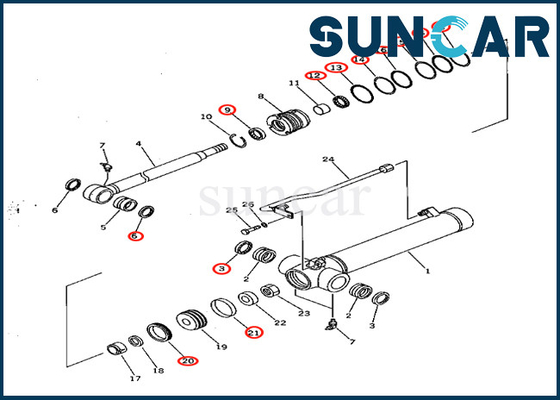 Arm Cylinder Seal Replacement Kit 7079822150 707-98-22150 Komatsu For PC28UD-2 PC28UG-2 PC28UU-2