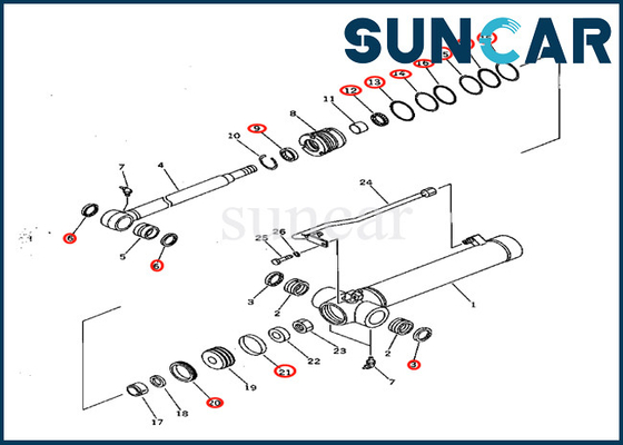 Komatsu 707-98-22170 7079822170 For PC28UD-2 PC28UG-2 PC28UU-2 Arm Cylinder Service Kit